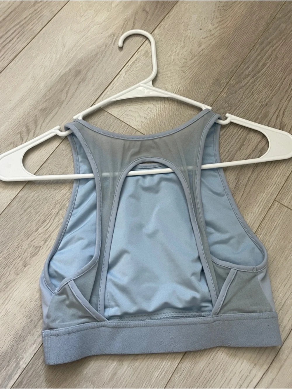 Alo Longline Bra high neck incline mesh back womens Blue (xsmall) activewear